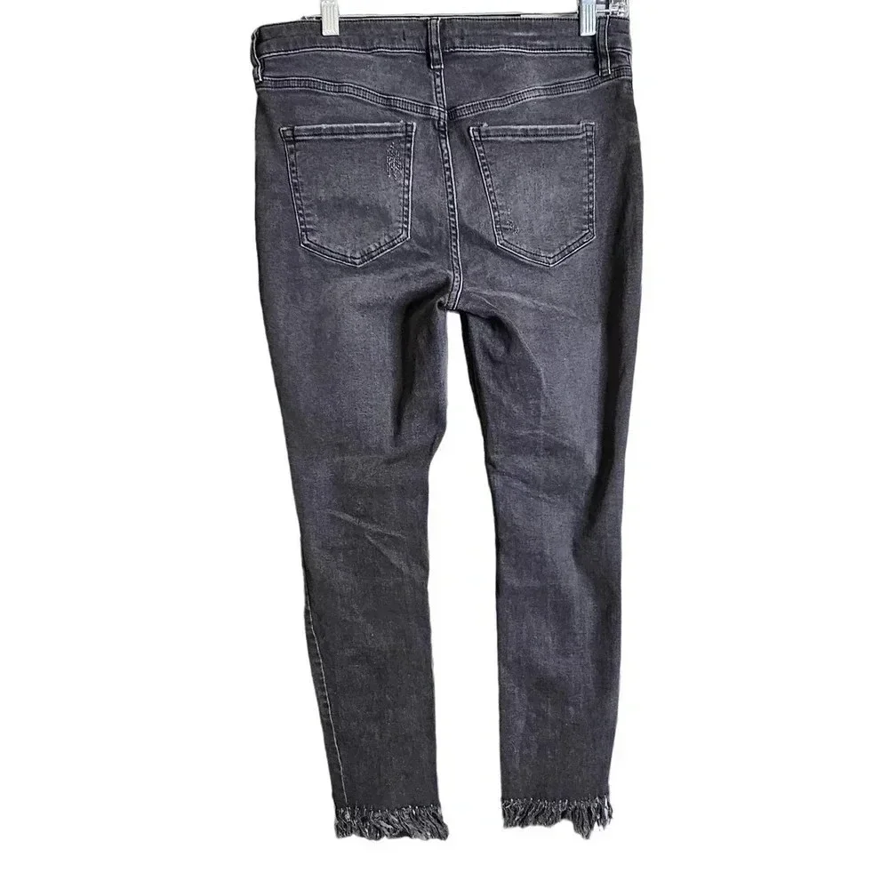 Free People Great Heights Frayed Skinny Jeans Black As Night Size W29